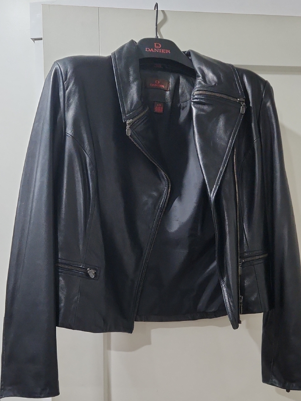 Danier Black Leather Asymmetrical Zip Jacket - Picture 3 of 7
